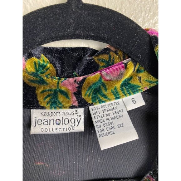 Vintage Jeanology Long sleeve Rose Floral Velvet Button Up Top Women 6 retro - Picture 3 of 10